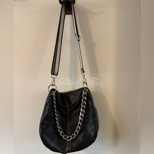 Black Leather Chain Strap Bag